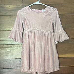 GAP Pink Ruffled Bell Sleeve velvet dress
